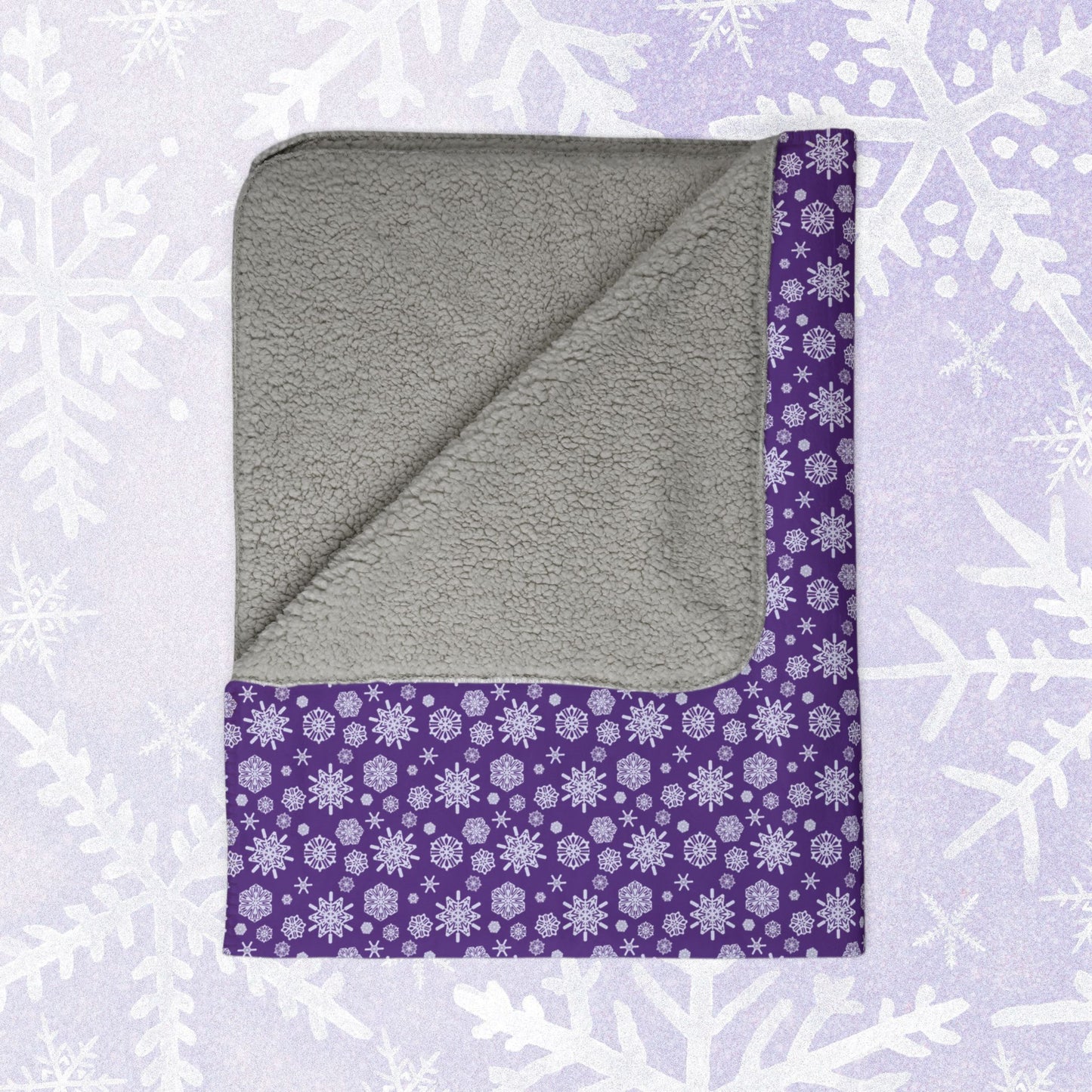 OT7 Throw Blanket - Secret Snowflakes (Purple) - Fanmade BTS Home Decor - Cozy Fleece Sherpa Blanket