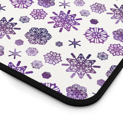 OT7 Desk Mat - Secret Snowflakes (White) - Fanmade BTS Desk Accessories