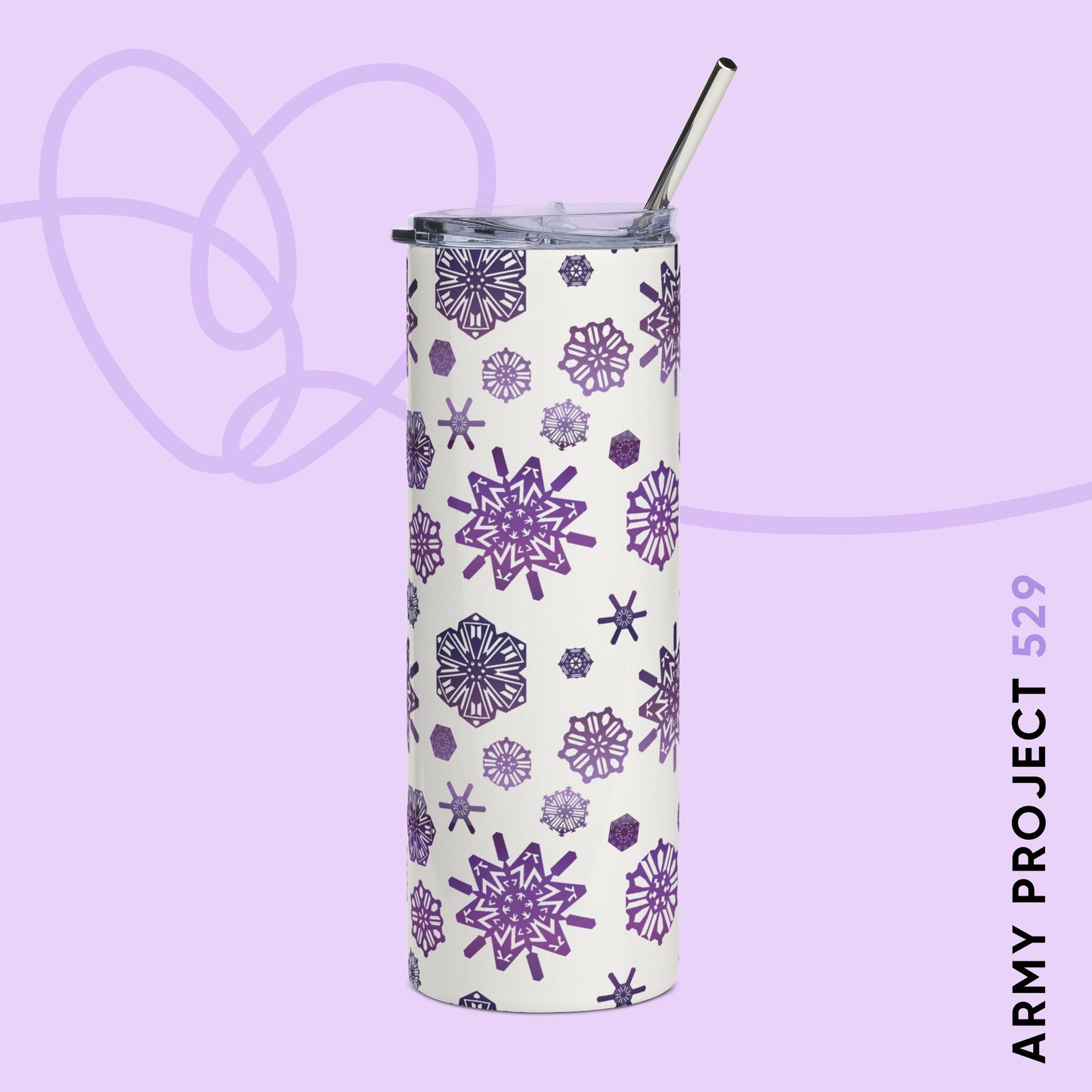 OT7 Tumbler - Secret Snowflakes (White) - Fanmade BTS Drinkware - 20 oz Stainless Steel Cup