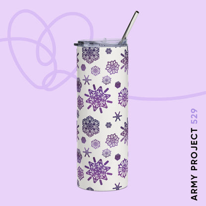 OT7 Tumbler - Secret Snowflakes (White) - Fanmade BTS Drinkware - 20 oz Stainless Steel Cup