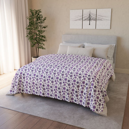 OT7 Throw Blanket - Secret Snowflakes (White) - Fanmade BTS Home Decor - Cozy Fleece Sherpa Blanket