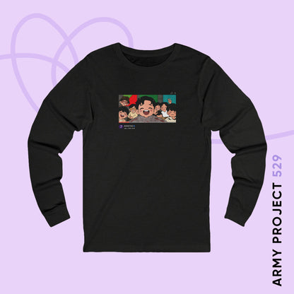 OT7 Reunion Long Sleeve Shirt - Fanmade BTS Merch - Original Chibi Artwork - Unisex Jersey T-Shirt