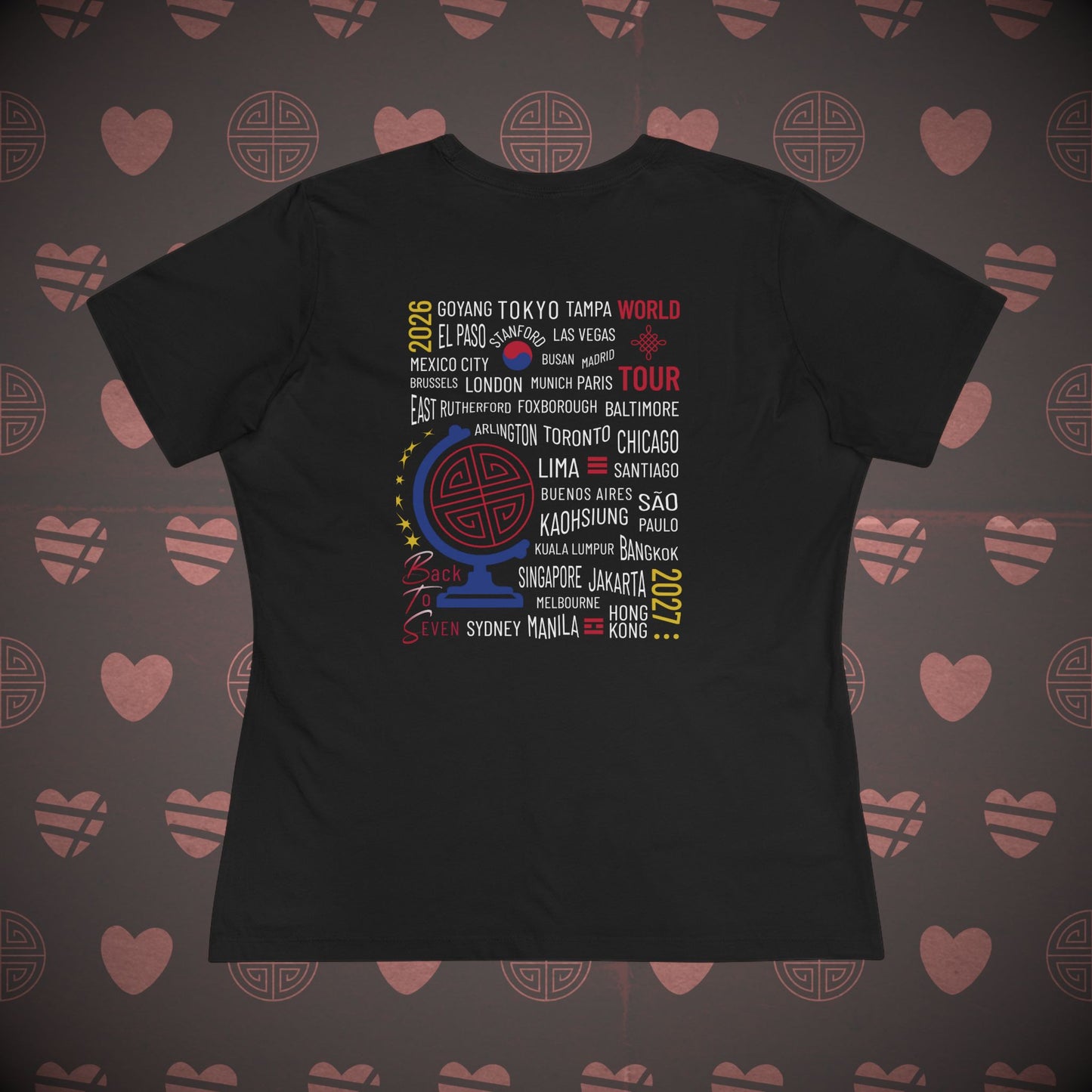 OT7 Women's Tee - What's Your Arirang? Globe and Cities - Soft Jersey T-Shirt