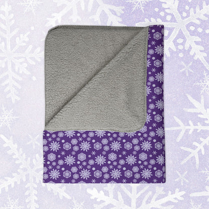 OT7 Throw Blanket - Secret Snowflakes (Purple) - Fanmade BTS Home Decor - Cozy Fleece Sherpa Blanket