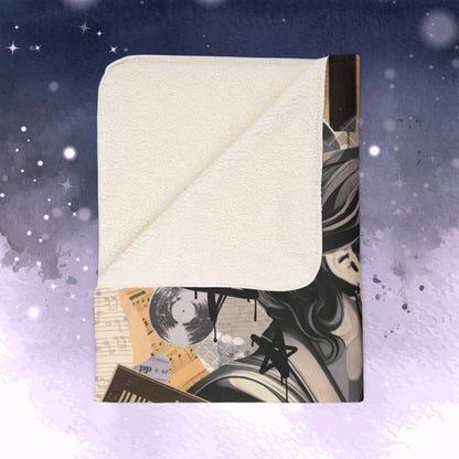 Yoongi Throw Blanket - Retro Series - 2010s Grunge Rocker Aesthetic - Cozy Fleece Sherpa Blanket