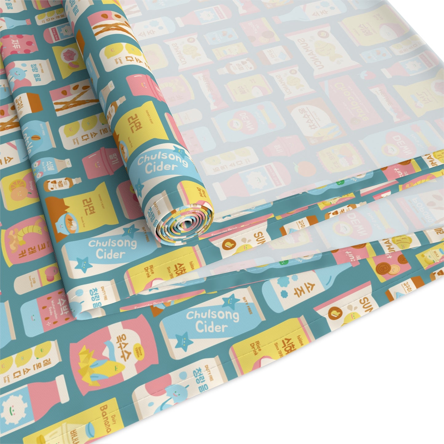 Sweet Pastel Korean Snack Table Runner - Cute K-Pop Home Decor - Cotton Twill or Polyester