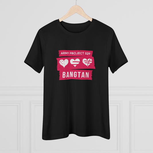 OT7 Women's Tee - AP529 <3 Bangtan (Red) - Soft Jersey T-Shirt