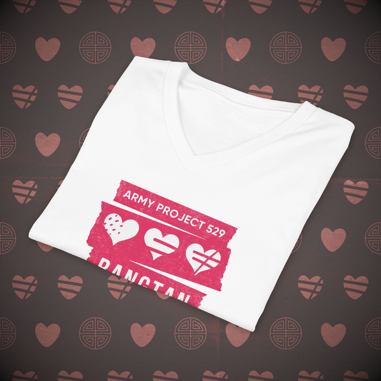 OT7 V-Neck Shirt - AP529 <3 Bangtan (Red) - Unisex Jersey T-Shirt