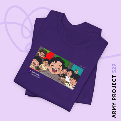 OT7 Reunion Short Sleeve Shirt - Fanmade BTS Merch - Original Chibi Artwork - Unisex Jersey T-Shirt