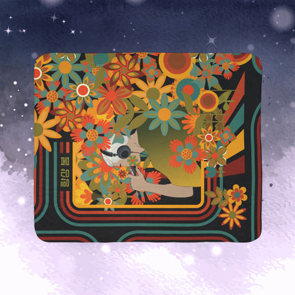 Namjoon Throw Blanket - Retro Series - 70s Muted Floral Aesthetic - Cozy Fleece Sherpa Blanket