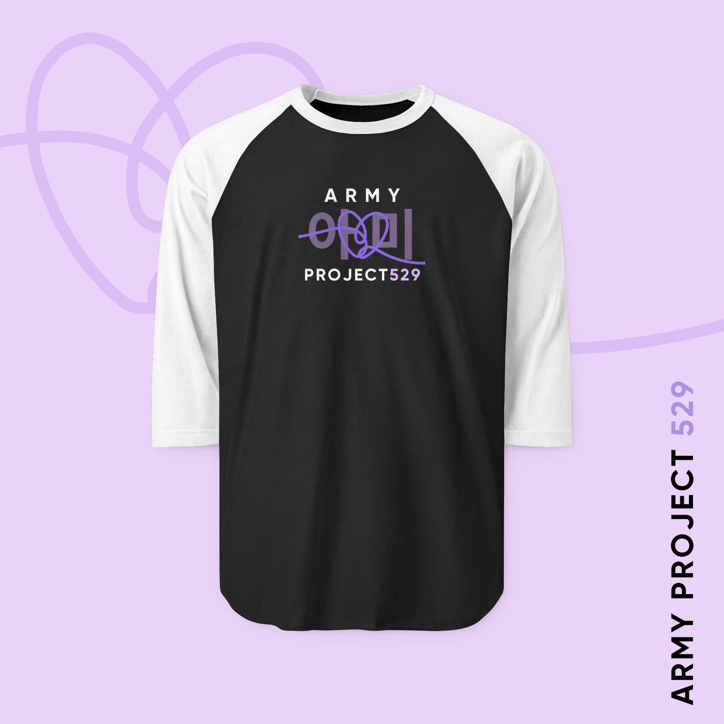ARMY Project 529 Logo Unisex 3\4 Sleeve Baseball Tee