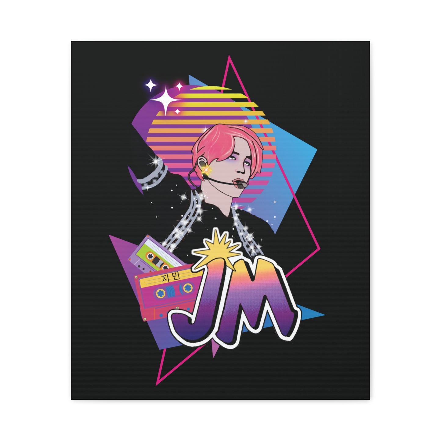 Jimin Canvas Wall Art - Fanmade BTS Retro Series - 80s Pop Aesthetic - Framed Wall Decor