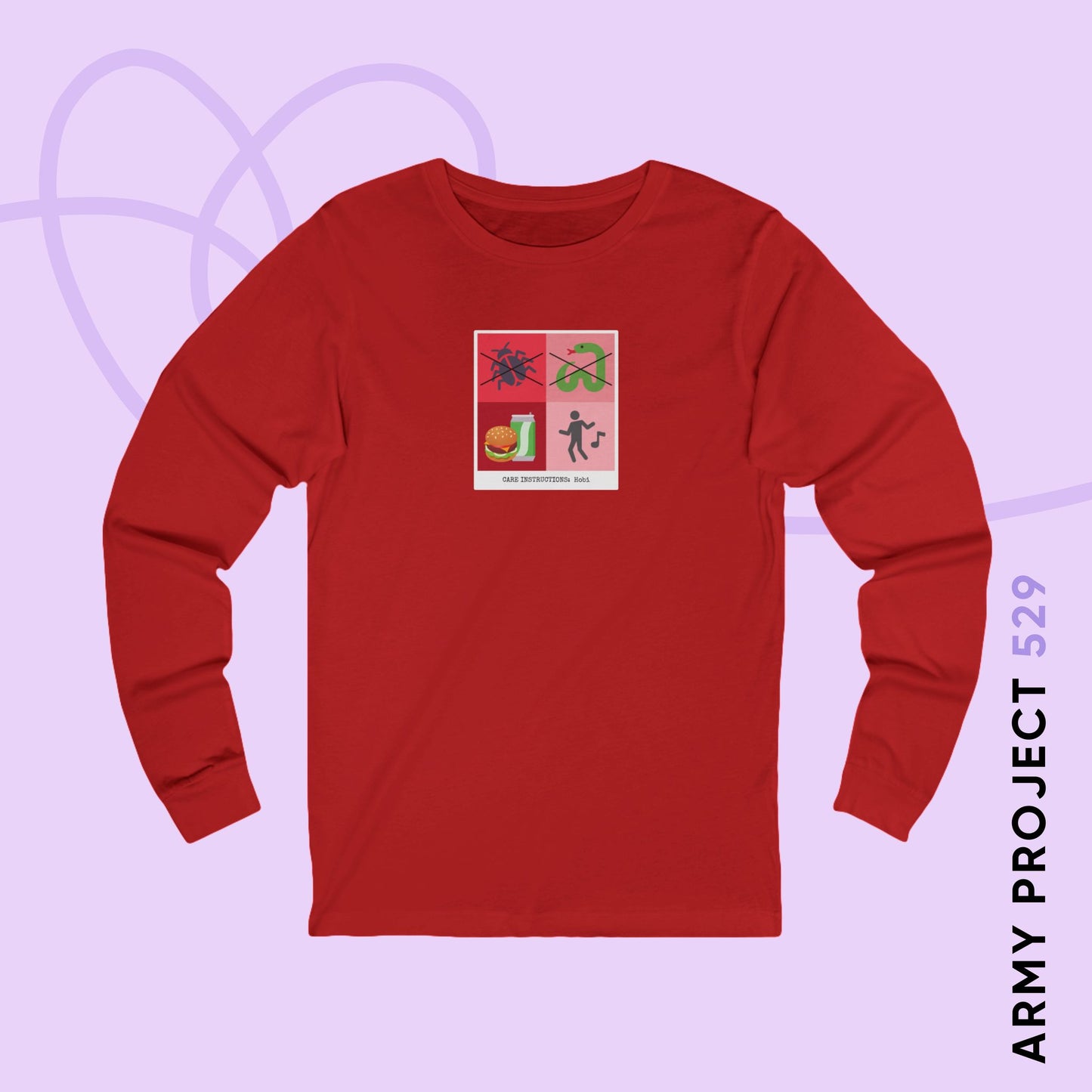 Hobi Long Sleeve Shirt - Funny Fanmade BTS Merch - Care Instructions - Soft Unisex T-Shirt