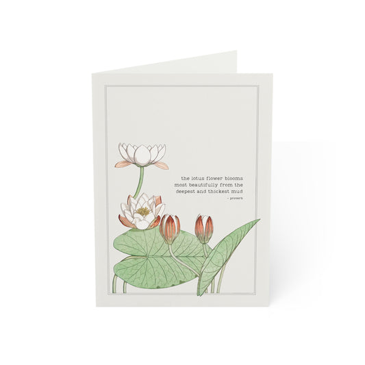 Fanmade BTS Greeting Card - Lotus Encouragement Quote - Vintage Floral Artwork