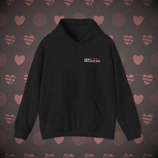 AP529 Hoodie - Red Heart Logo - Cozy Unisex Sweatshirt