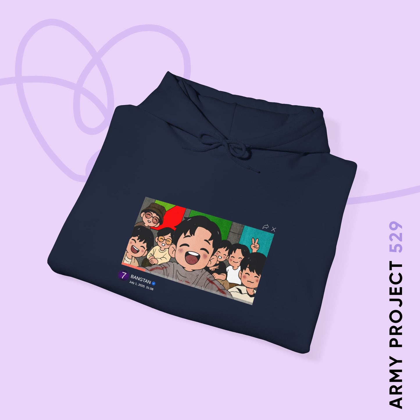 OT7 Reunion Hoodie - Fanmade BTS Merch - Original Chibi Artwork - Cozy Unisex Sweatshirt