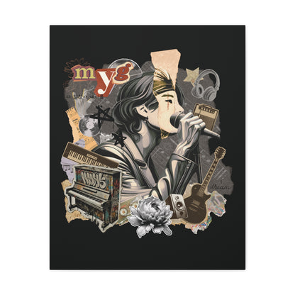 Yoongi Canvas Wall Art - Fanmade BTS Retro Series - 2010s Rock Aesthetic - Framed Wall Decor