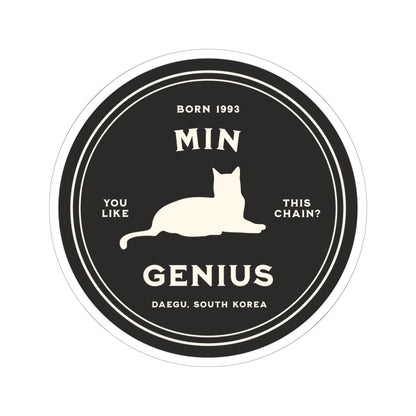 Yoongi Vinyl Sticker - Fanmade BTS Nickname Merch - Min Genius - Permanent Adhesive