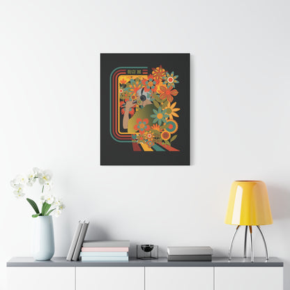 Namjoon Canvas Wall Art - Fanmade BTS Retro Series - 70s Bohemian Aesthetic - Framed Wall Decor