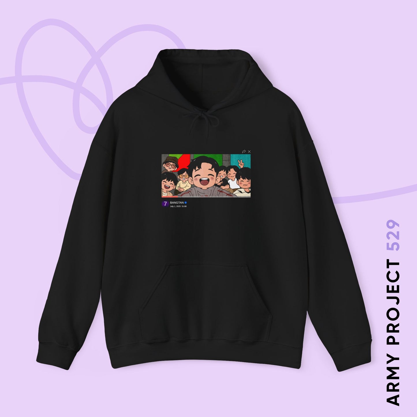 OT7 Reunion Hoodie - Fanmade BTS Merch - Original Chibi Artwork - Cozy Unisex Sweatshirt