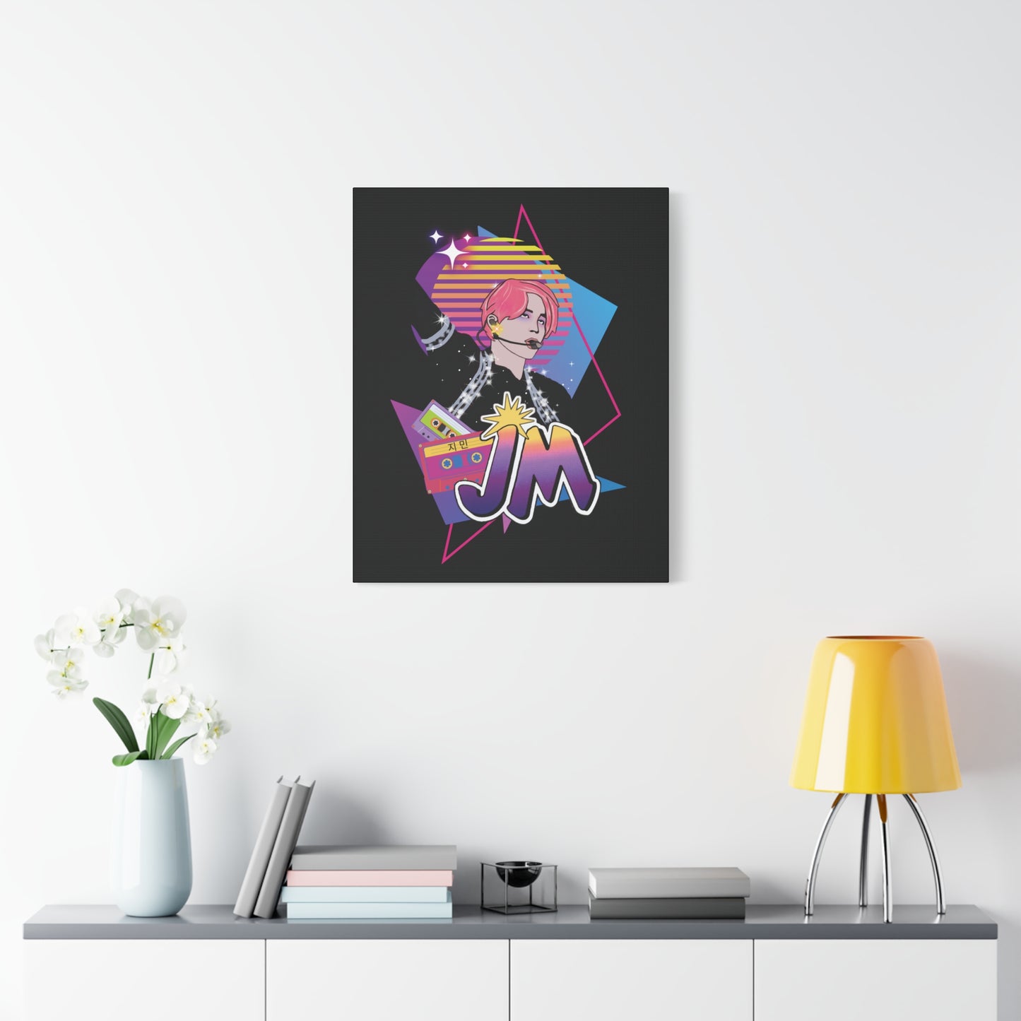Jimin Canvas Wall Art - Fanmade BTS Retro Series - 80s Pop Aesthetic - Framed Wall Decor