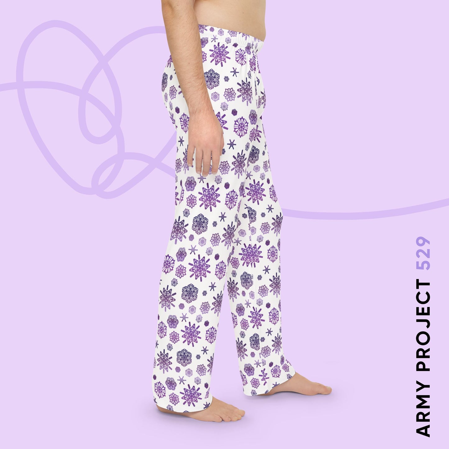 OT7 Pajama Pants - Secret Snowflakes (White) - Fanmade BTS Apparel - Unisex Lounge Wear