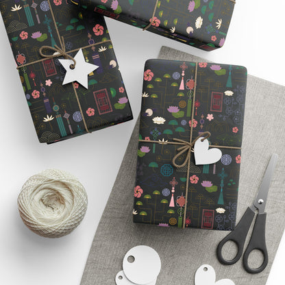Norigae Night Garden Wrapping Paper - Elegant K-Pop Gift Wrap