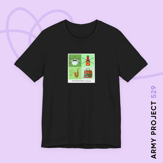 Taehyung Short Sleeve Shirt - Funny Fanmade BTS Merch - Care Instructions - Soft Unisex T-Shirt