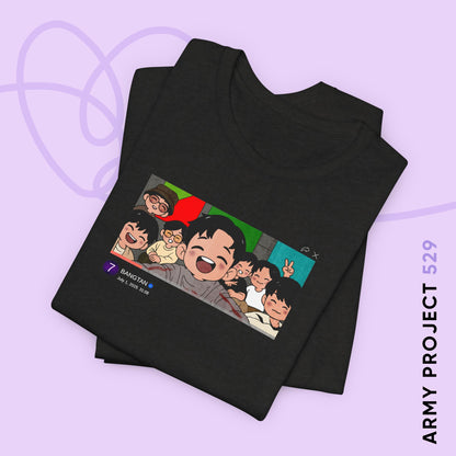 OT7 Reunion Short Sleeve Shirt - Fanmade BTS Merch - Original Chibi Artwork - Unisex Jersey T-Shirt