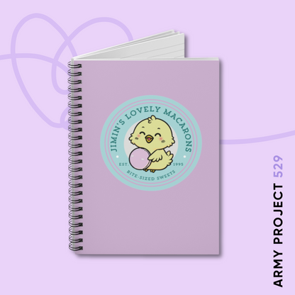 Jimin Notebook - Cute Fanmade BTS Merch - Jimin's Lovely Macarons - Spiral Journal