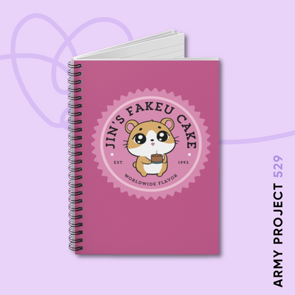 Jin Notebook - Cute Fanmade BTS Merch - Jin's Fakeu Cake - Spiral Journal