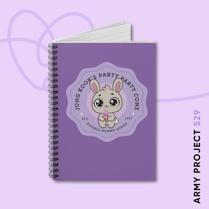 Jung Kook Notebook - Cute Fanmade BTS Merch - Jung Kook's Party Party Cone - Spiral Journal