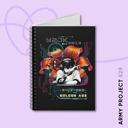 Jung Kook Notebook - Fanmade BTS Retro Series - Y2K Gamer Aesthetic - Spiral-Bound Journal