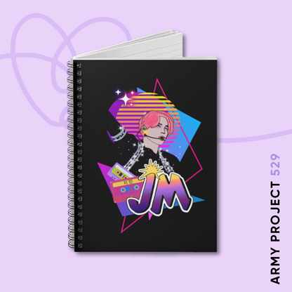 Jimin Notebook - Fanmade BTS Retro Series - 80s Pop Aesthetic - Spiral-Bound Journal