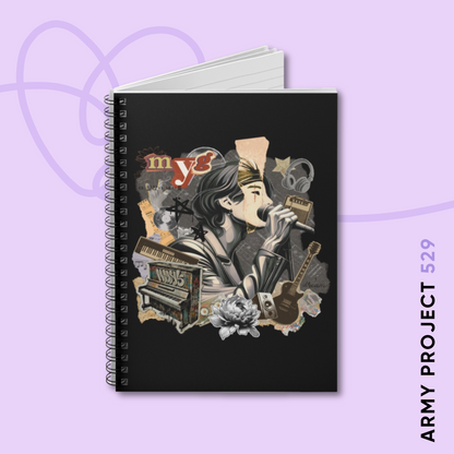Yoongi Notebook - Fanmade BTS Retro Series - 2010s Rock Aesthetic - Spiral-Bound Journal
