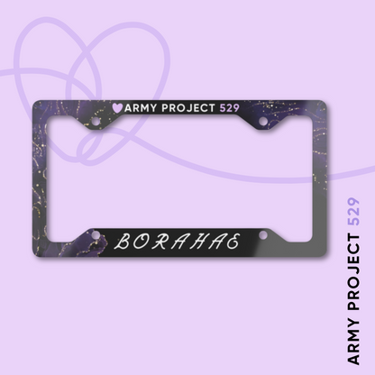 Borahae USA License Plate Frame (Black Sparkle)