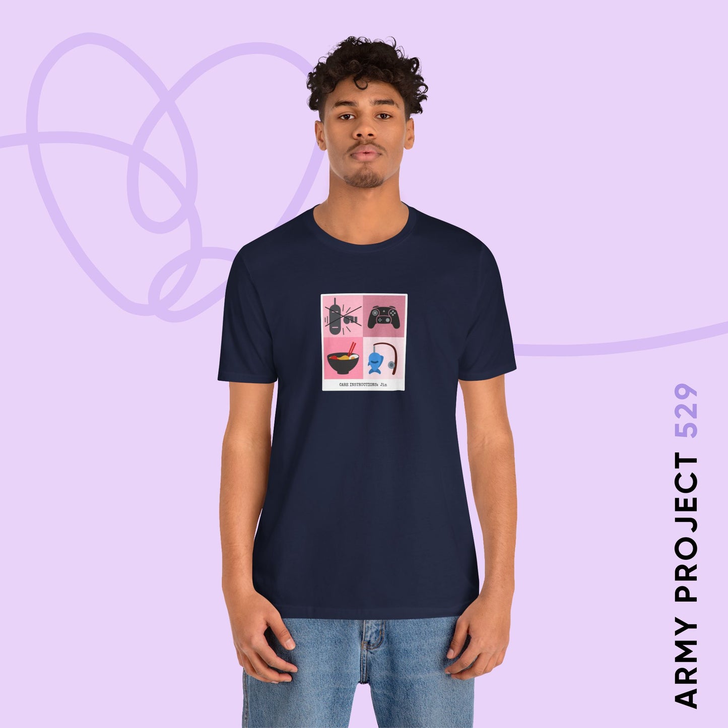 Jin Short Sleeve Shirt - Funny Fanmade BTS Merch - Care Instructions - Soft Unisex T-Shirt