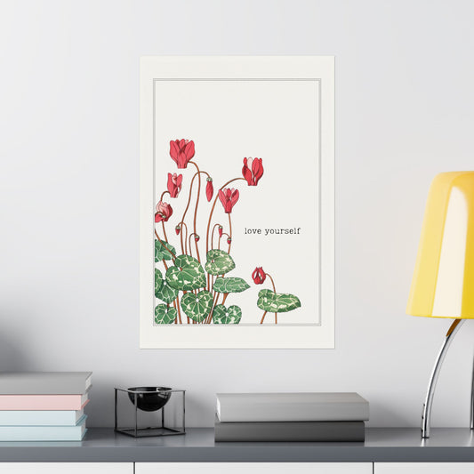 Vintage Floral Wall Art - Love Yourself - Fanmade BTS Home Decor - Matte Poster