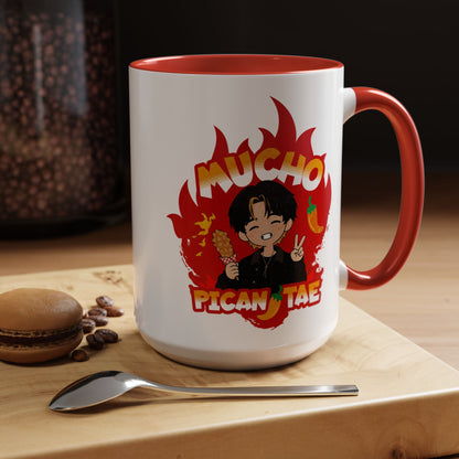 Taehyung Coffee Mug - Mucho PicanTae - 15 oz Two-Tone Ceramic