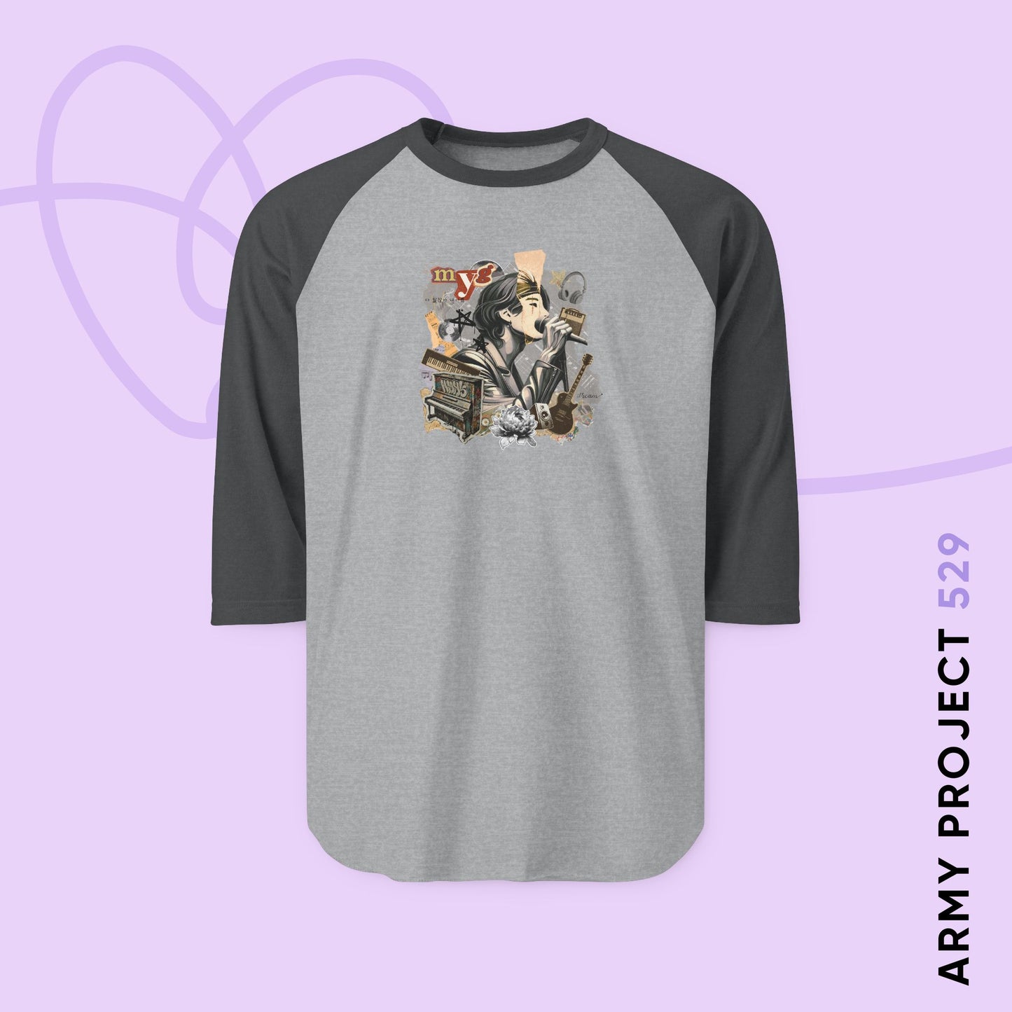 Yoongi 2010s Retro Series Unisex 3\4 Sleeve Baseball Tee