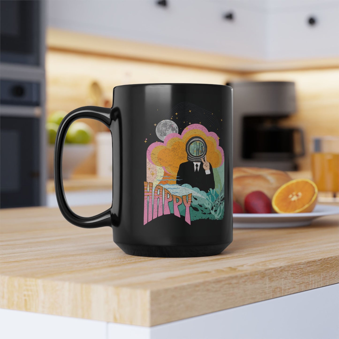 Jin 1960s Retro Series 15 oz Black Coffee Mug