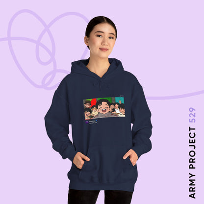 OT7 Reunion Hoodie - Fanmade BTS Merch - Original Chibi Artwork - Cozy Unisex Sweatshirt