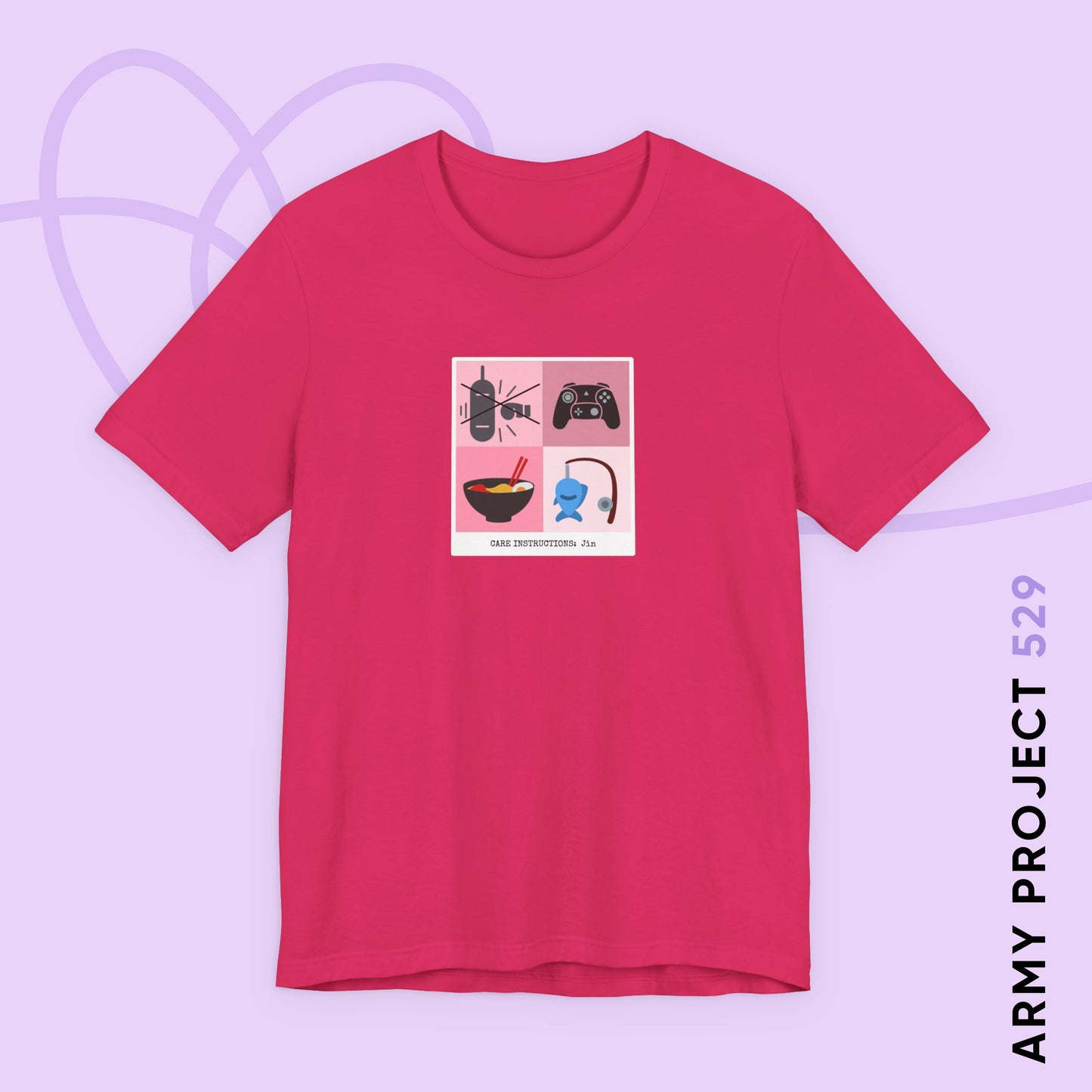 Jin Short Sleeve Shirt - Funny Fanmade BTS Merch - Care Instructions - Soft Unisex T-Shirt