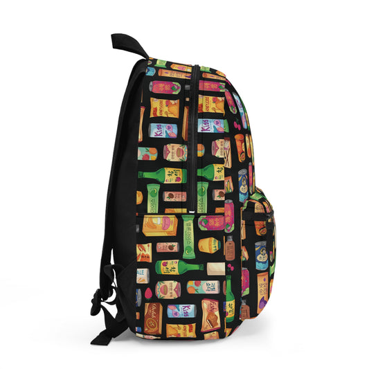 Bright & Bold Korean Snacks Backpack - K-Pop Travel Bag - Durable Travel Gear