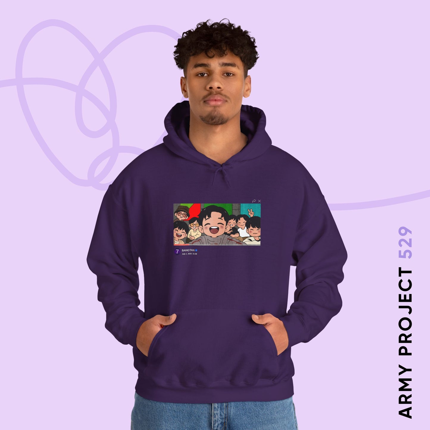 OT7 Reunion Hoodie - Fanmade BTS Merch - Original Chibi Artwork - Cozy Unisex Sweatshirt