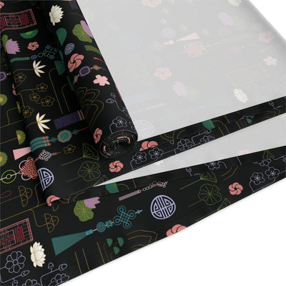 Norigae Night Garden Table Runner - Elegant K-Pop Home Decor - Cotton Twill or Polyester