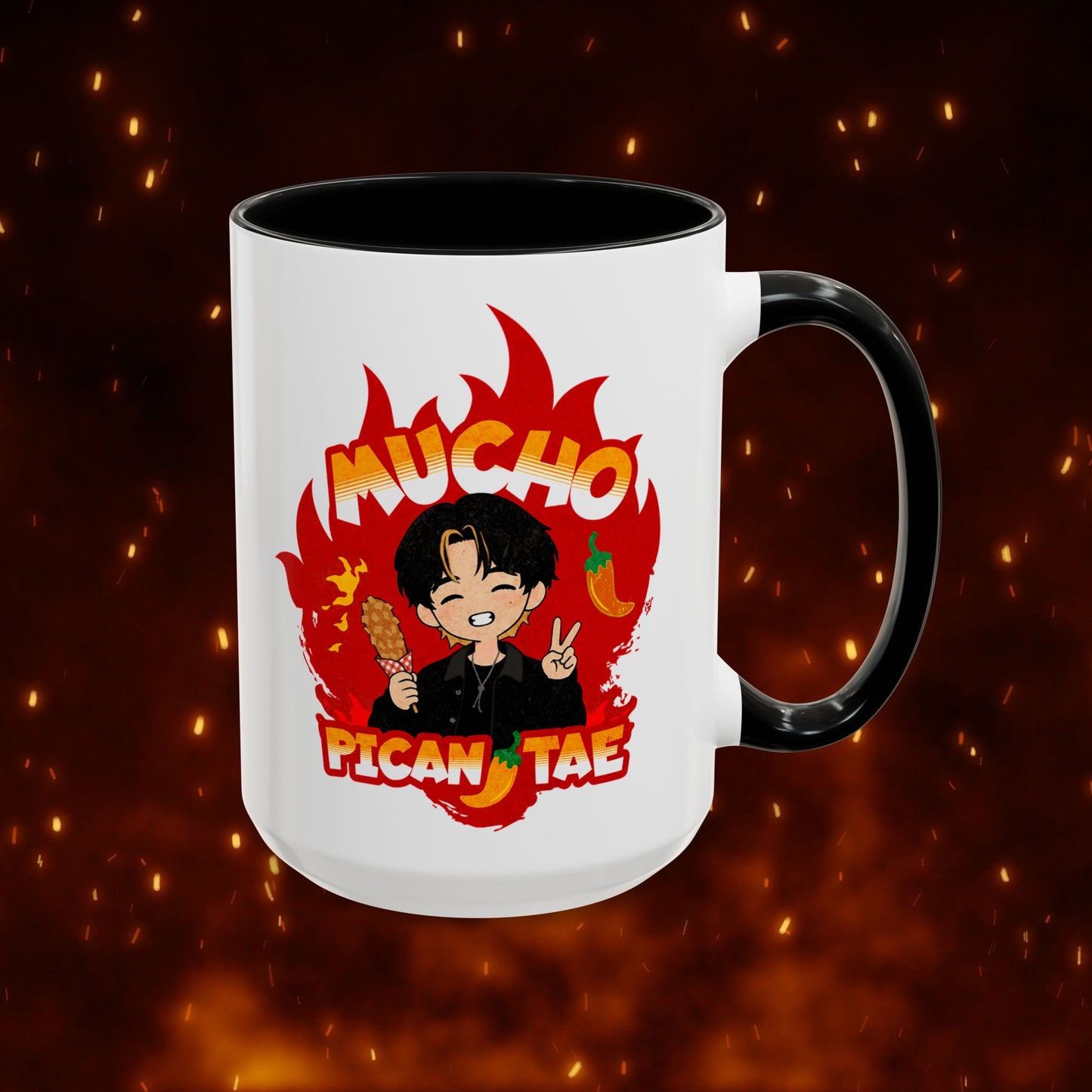 Taehyung Coffee Mug - Mucho PicanTae - 15 oz Two-Tone Ceramic