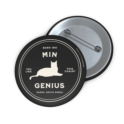 Yoongi Button Pin - Fanmade BTS Nickname Merch - Min Genius - Durable ARMY Accessory
