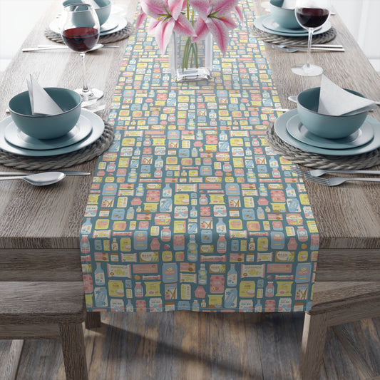 Sweet Pastel Korean Snack Table Runner - Cute K-Pop Home Decor - Cotton Twill or Polyester