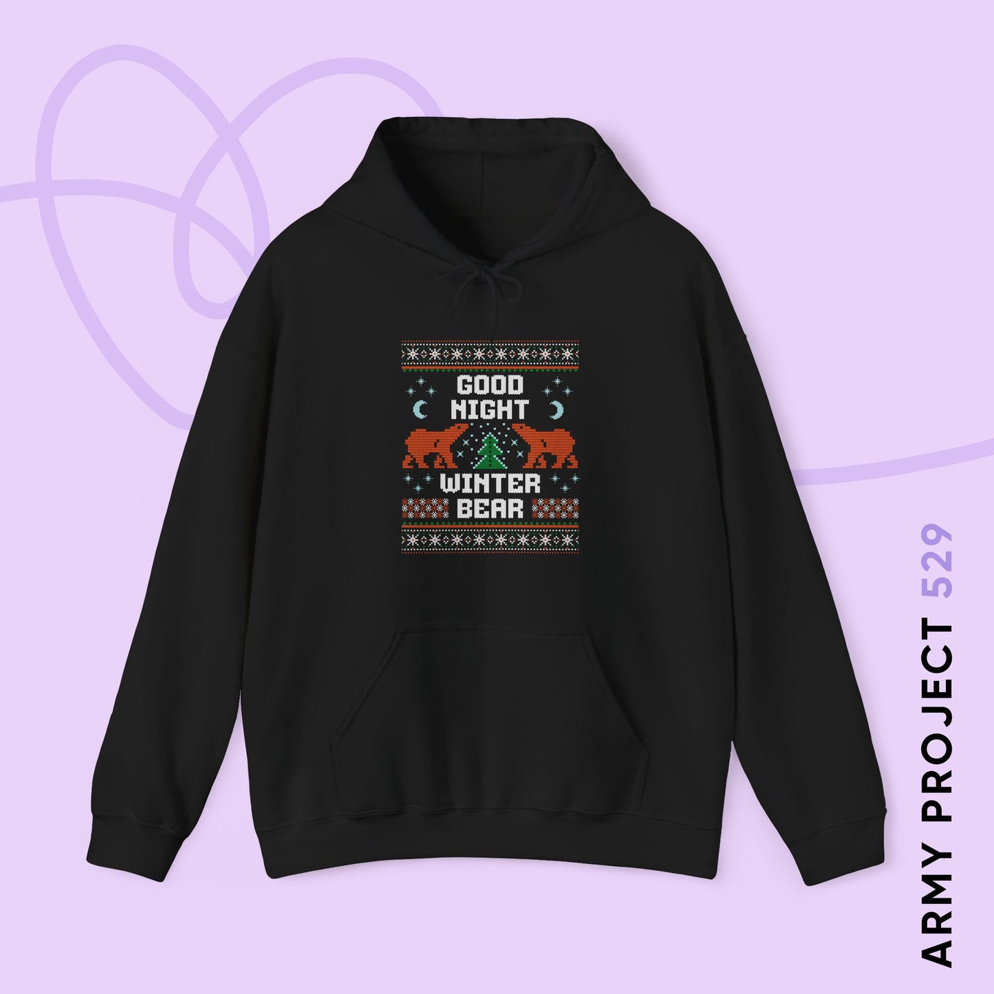 Taehyung Hoodie - Good Night Winter Bear - Fanmade BTS Merch - Cozy Unisex Sweatshirt